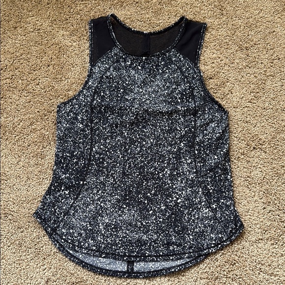 Lululemon Sculpt Tank Splatter Design White Black - Picture 4 of 9